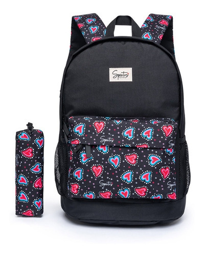 Mochila E Estojo Escolar Reforçada Juvenil Notebook Cor Preto