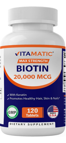 Biotina De Alta Potencia Vitamatic 20000 Mcg (20 Mg) Con Que
