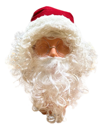 Accesorio Peluca Barba Y Lentes Disfraz Santa Claus Niño