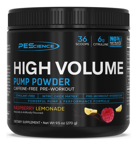Pescience High Volume Caffeine Free Pump Pre Workout, Raspbe