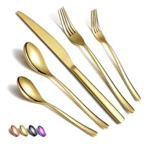 Comprar Juego De Cubiertos Dorados De 20 Piezas, Juego De Cubiertos