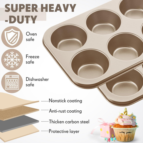 Blushtier 6 Pack Jumbo Muffin Pan Para Hornear Muffin Muffin
