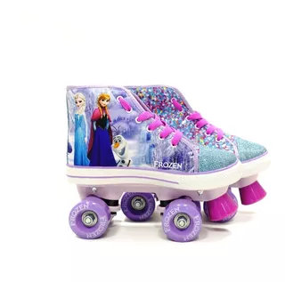 Patín Disney Frozen Infantil, Lentejuelas C/set Proteccion