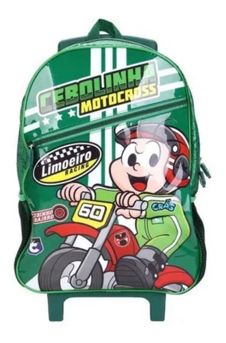 Mochila Grande Com Rodinha Escolar Infantil Cor: Cebolinha