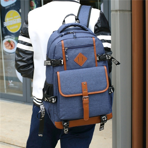 Mochila Escolar Reforçada Masculina Feminina Para Notebook Cor Azul