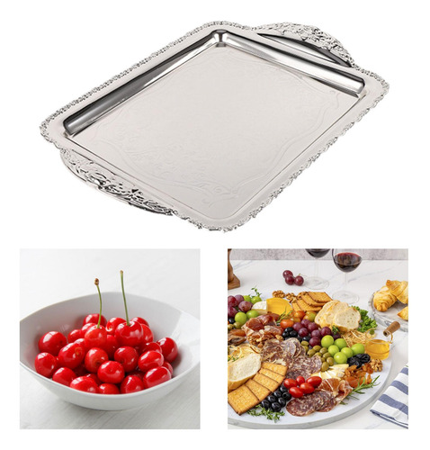 Bandeja Para Servir, Plato Rectangular, Fácil Medio Plata