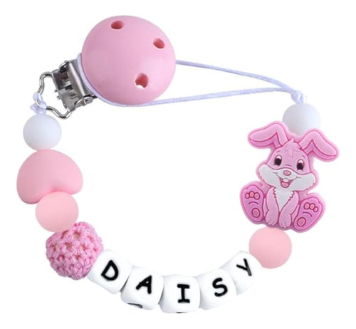 Personalized Pacifier Clip With Name Easter Bunny Customized