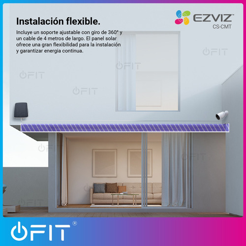 Imagen 6 de 10 de Panel De Carga Solar 6w Bateria Camaras Ezviz Cmt Ip65