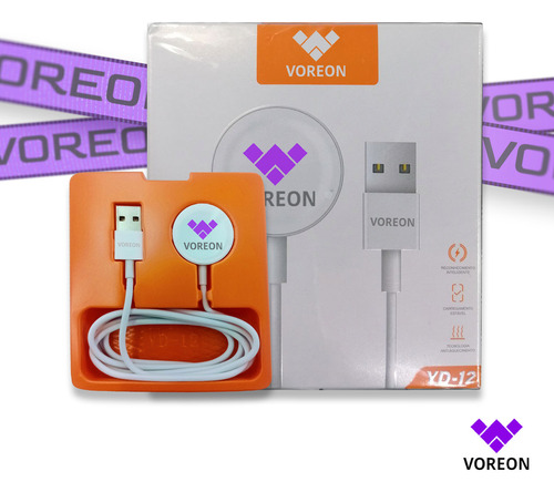Cabo Magnetico Carregador Voreon Indução Smartwatch Cor Branco P/ Relógio Apple Watch Series 2 3 4 5 6