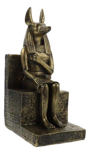 Escultura De Anubis Sentado En Trono De Resina Para Decoraci