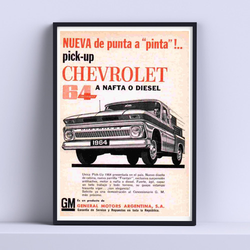 Cuadro Chevrolet C10 1964 Publicidad 30x40 Cm Listo P Colgar