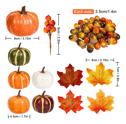 Set De Hojas Artificiales De Arce Y Calabaza Whaline, 160 Un