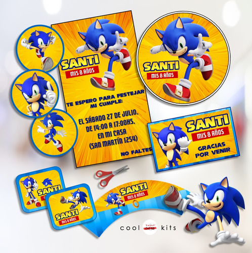 Kit Imprimible Sonic Personalizado Candybar Cumpleaños