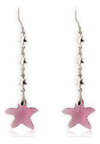 Aretes Largos Mujer Dama Cristal Austriaco Estrella De Mar