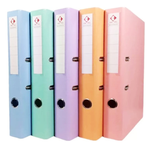 Pack X12 Biblioratos The Pel Fino Oficio En 5 Colores Pastel