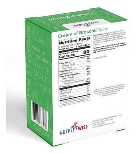 Nutriwise - Crema De Brócoli | 7/caja | Sopa Dietética Salud