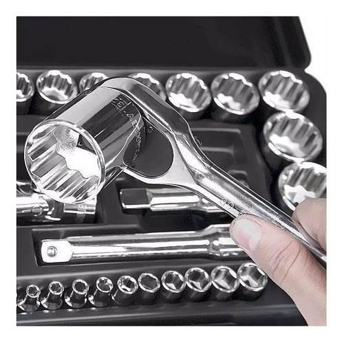 Juego Set Tubos Crique Stanley 97196 Caja Metal 46 Piezas