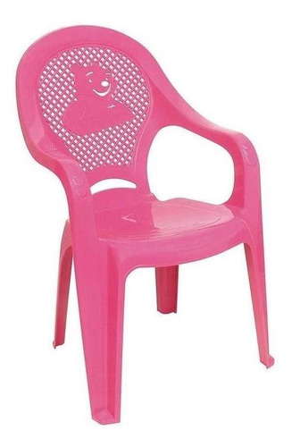 Cadeira De Plastico Infantil Poltrona Antares Rosa Kit 12