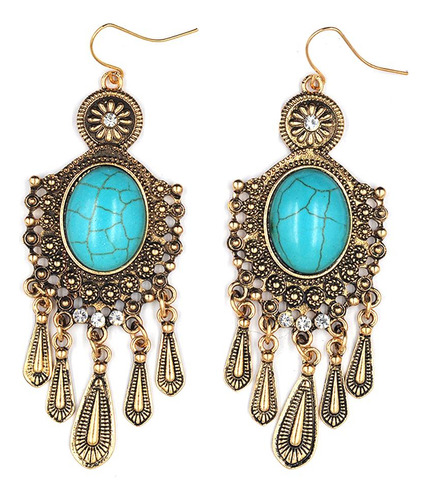 4xretro Vintage Bohemia Borla Turquesa Colgante Gancho