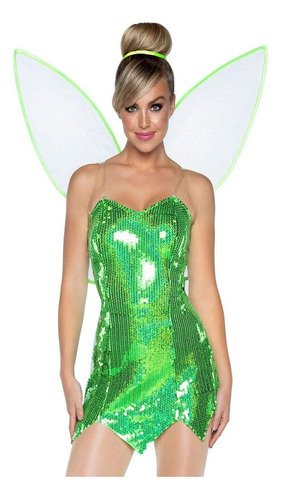 Vestido De Cosplay Tinkerbell Con Alas De Talla Grande Fores