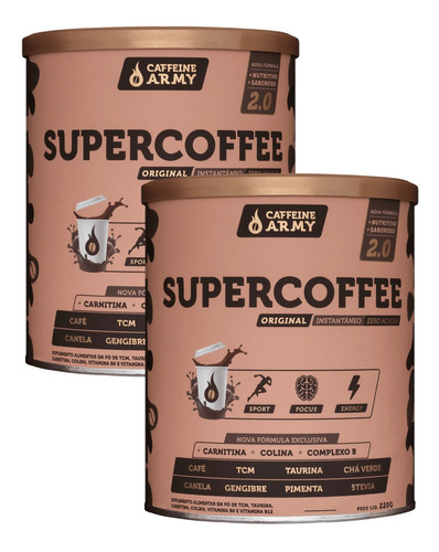 Imagem 3 de 7 de Kit 2x Supercoffe 2.0 Caffeine Army 220g - Queima Gordura