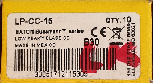 Lpcc-15 Bussmann Fusible 15a 600v
