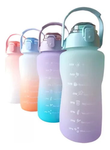 Imagen 5 de 5 de Termo Botella De Agua Motivacional Con Pitillo 2 Litros