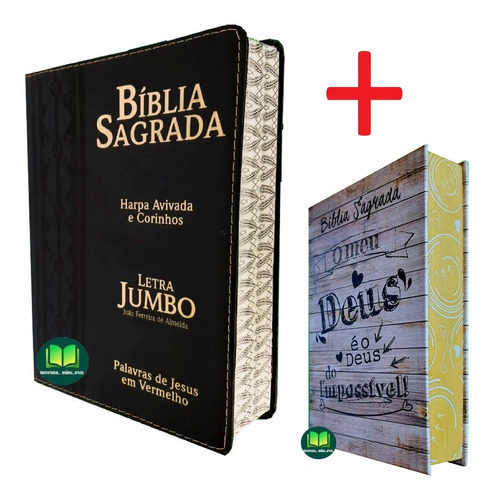 Biblia Jumbo Letra Extra Gigante + Bíblia Capa Dura Jovem