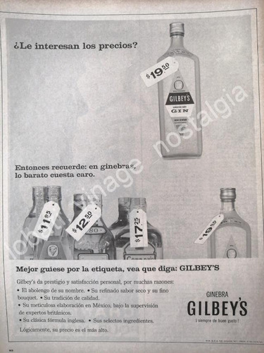 Cartel Publicitario Retro Ginebra Gilbeys 1966 /v302