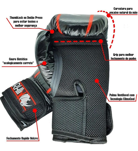 Imagem 3 de 10 de Kit Treino Boxe - Luva Boxe, Bandagem Elástica, Bucal, Bolsa