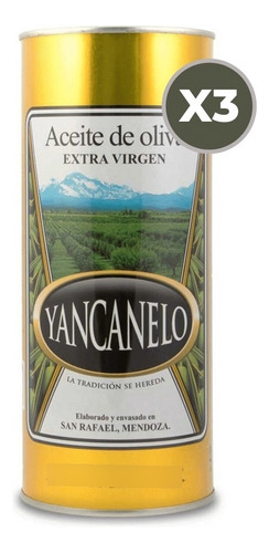 Aceite De Oliva Extra Virgen Clasico Yancanelo 1 L. Pack X3