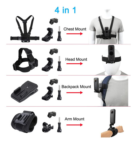 Kit De Acessórios Para Insta360 One X4/x3/x2/x, One R, Gopro