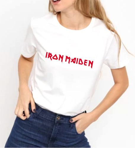 Remera Mujer Blanca Sublimada Personalizada Iron Maiden
