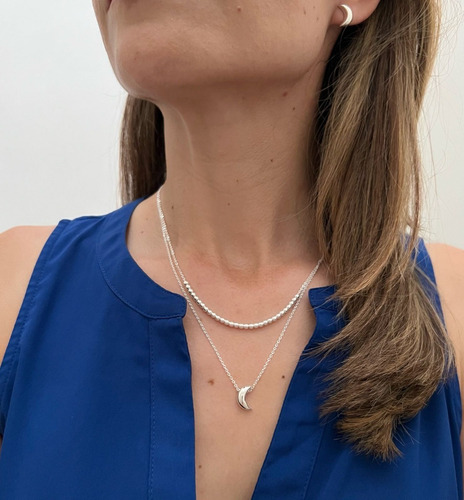 Imagen 6 de 9 de Collar De Plata 925 Set De Cadena Dije Y Aretes Mujer Agálea