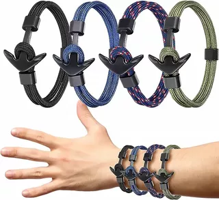 4 Pulseras Brazalete Supervivencia Ancla Para Hombre Mujer