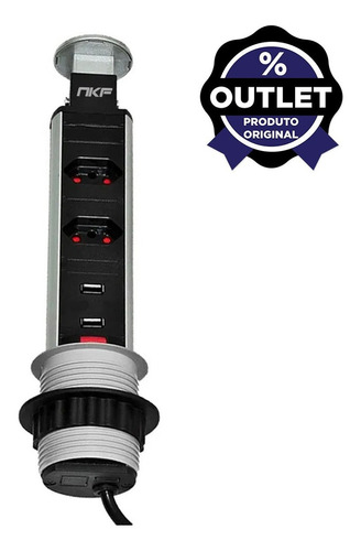 Torre De Tomada Multiplug 2 Tomadas E 2 Usb Bivolt Outlet Cor Cinza