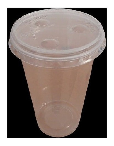 Vaso Frappe Descartable 400cc C/ Tapa Plana X 50un