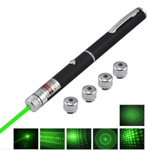 Caneta Laser Verde Potente 5 Ponte Efeitos  Acab Cor do laser Preto