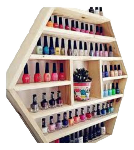 Estante Organizador Hexagonal En Pino Multicolor