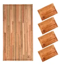 Comprar Set Tabla Asado 50x30 Madera Eucalipto + 4 Platos Premium