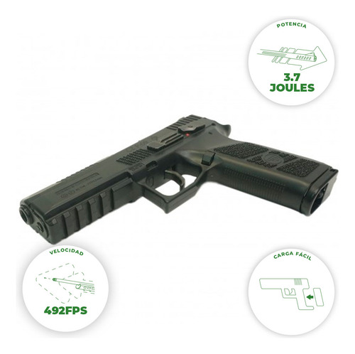 Imagen 2 de 9 de Pistola Asg Cz P-09 + Balines 4.5mm + Co2 + Blanco (combo 6)