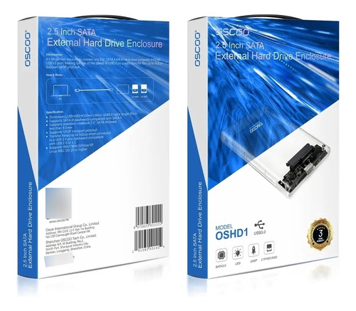 Cofre Transparente Para Hdd/ssd 2.5 Sata3 Usb3 Uasp Oscoo