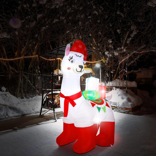 Hiboom De 6 Pies De Altura Llama De Navidad Inflable Con Led