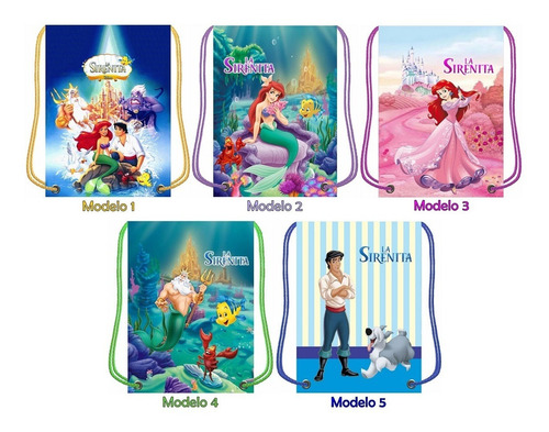 Imagen 6 de 6 de 20 Morralitos Dulceros La Sirenita Ariel Lila Y Mas Modelos