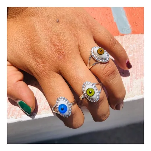 Anillo Ojo Turco Plata 925 Caja Regalo 5 Env o gratis