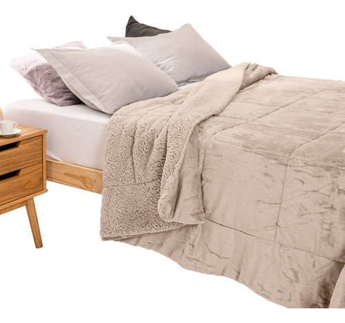 Cubrecama Arredo Liso Quilt Extra Suave 2 Plazas Reversible Colores Color Natural