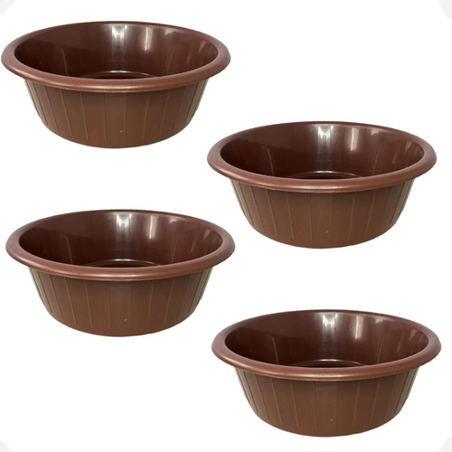 Kit 4 Balde Bacia Frisada S/ Alça Multiuso De Plástico 15 L