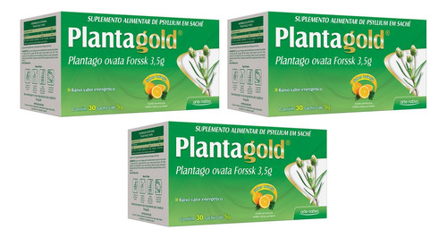 Planta Gold Psyllium Plantago Ovata Fonte De Fibras Combo 3x