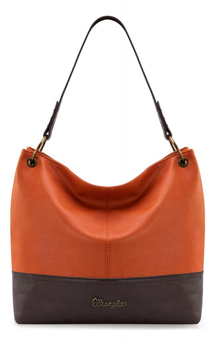 Bolso Montana Wrangler Hobo, Correa Ancha, Naranja Y Marrón