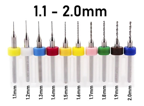 Kit Micro Mechas Carburo 1.1-2.0mm Electronica Cnc Pcb